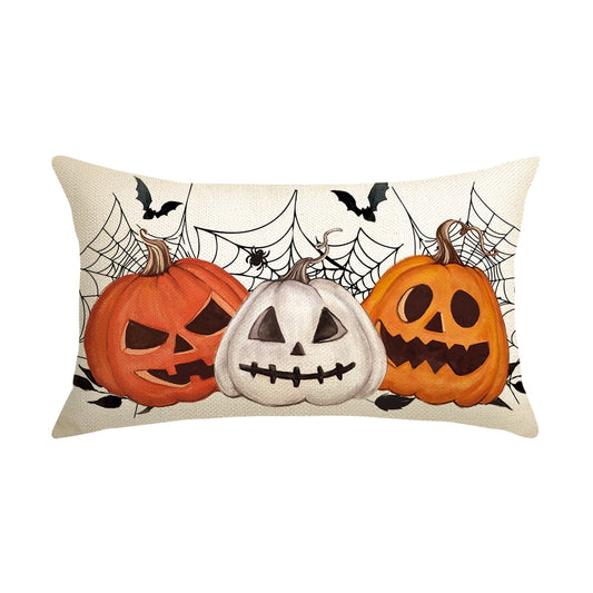 Jack-O'-Lanterns Spider Bat Halloween Pillow Cover 12 x 20 Inch