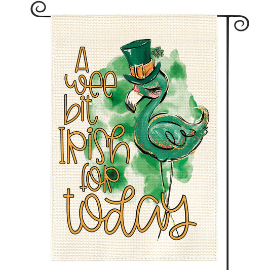 AVOIN colorlife A Wee Bit Irish for Today Garden Flag Vertical Double Sided, Flamingo St Patrick's Day Yard Outdoor Decoration 12 x 18 Inch