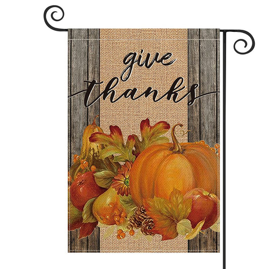 AVOIN colorlife Thanksgiving Garden Flag Pumpkin Berry Apple Vertical Double Sided, Fall Grateful Family Gather Harvest Yard Outdoor Decoration 12.5 x 18 Inch