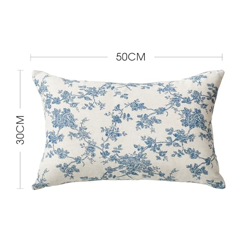 AVOIN colorlife Chinoiserie Grandmillennial Flower Throw Pillow Covers 12 x 20 Inch Set of 2, Cotton Sateen Breathable Cushion Case Soft for Sofa Couch
