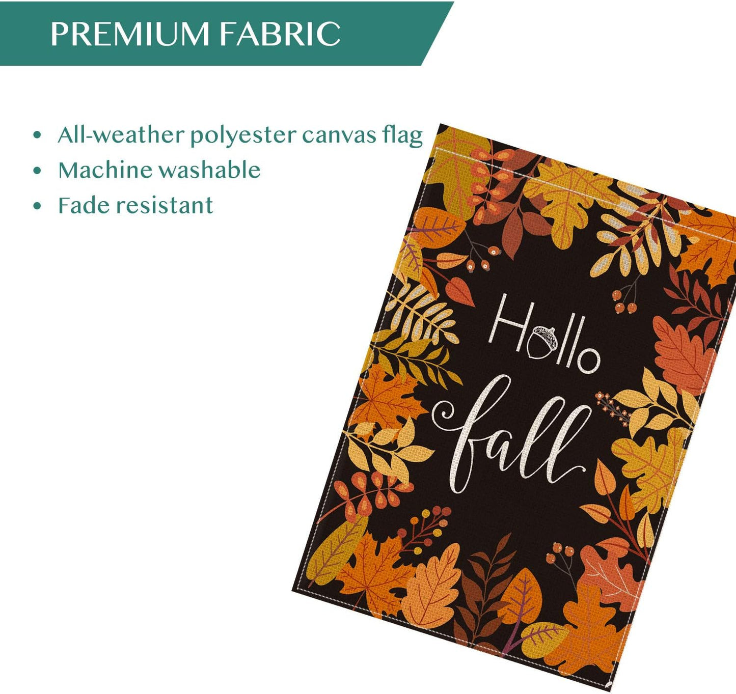 AVOIN Hello Fall Maple Leaf Leaves House Flag Vertical Double Sided, Seasonal Autumn Harvest Vintage Thanksgiving Rustic Yard Outdoor Decoration 28 x 40 Inch