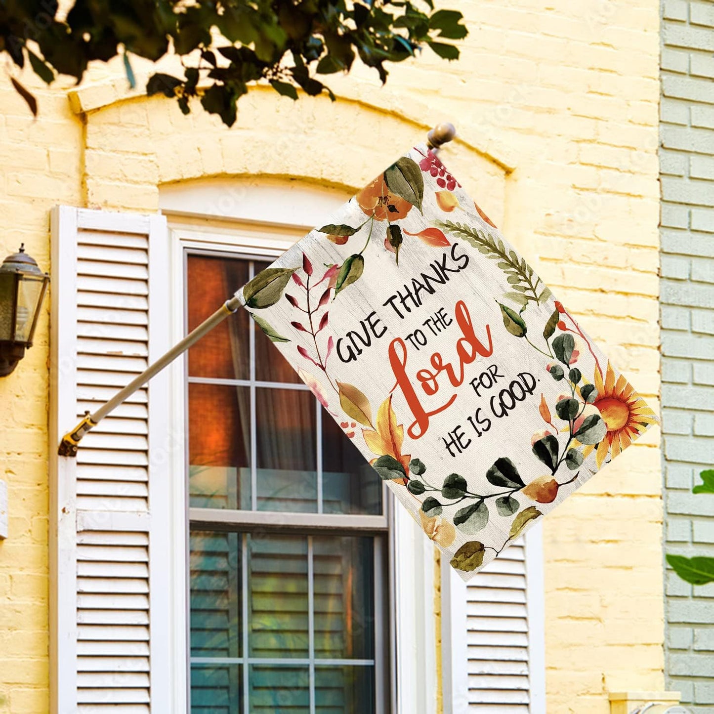 AVOIN colorlife Give Thanks to The Lord For He Is Good House Flag 28 x 40 Inch Double Sided, Fall Thanksgiving Harvest Holiday Yard Outdoor Decorative Flag