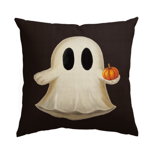 Boo Ghost Pumpkin Halloween Throw Pillow Cover 18 x 18 Inch Decorative Outdoor Cushion Covers