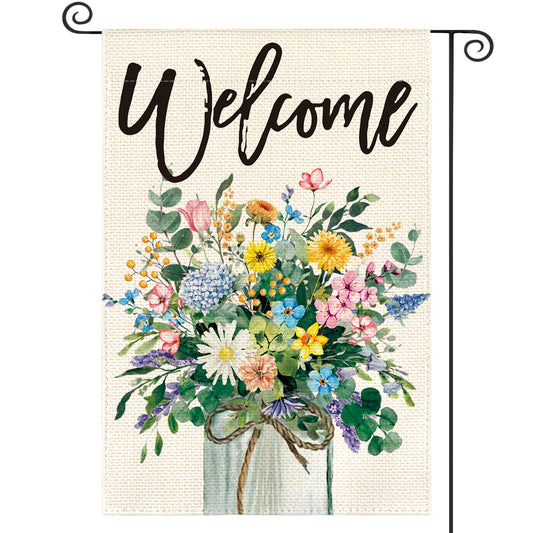 AVOIN colorlife Spring Flowers Garden Flag 12x18 Inch Double Sided Outside, Vase Welcome Floral Yard Outdoor Flag