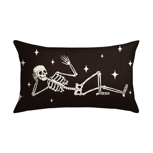 Spooky Skeleton Halloween Throw Pillow Cover 12 x 20 Inch Decorative Outdoor Cushion Covers