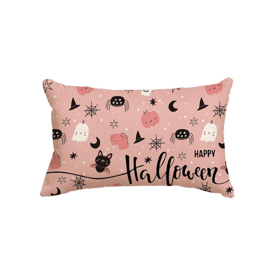 Ghost Spider Web Spooky Halloween Throw Pillow Cover Pink 12 x 20 Inch