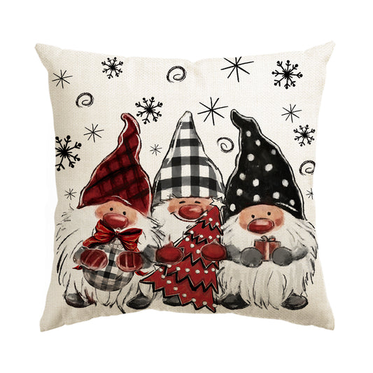 Gnome Tree Snowflake Christmas Pillow Cover 18x18 Inch