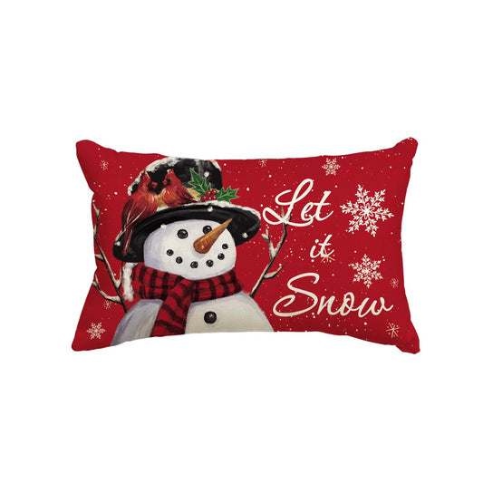 Let it Snow Snowman Christmas Throw Pillow Cover