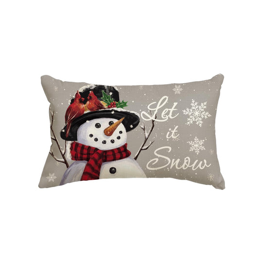 Let it Snow Snowman Christmas Throw Pillow Cover