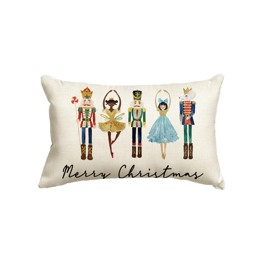 Merry Christmas Nutcracker Throw Pillow Cover, 12 x 20 Inch Winter Holiday Party Cushion Case Decoration for Sofa Couch