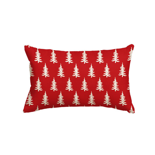 Christmas Trees Red Throw Pillow Cover, 12 x 20 Inch Xmas Winter Holiday Cushion Case Decoration for Sofa Couch