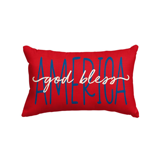 AVOIN colorlife 4th of July God Bless America Red Throw Pillow Cover, 12 x 20 Inch Patriotic Pillows Independence Memorial Day Cushion Case for Sofa Couch