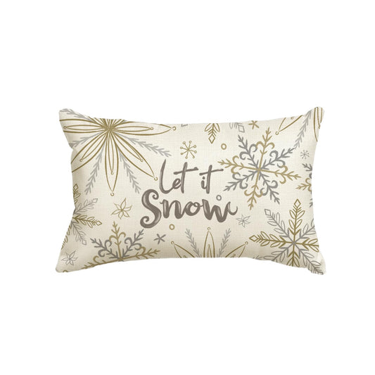 Let It Snow Christmas Snowflake Throw Pillow Cover, 12 x 20 Inch Winter Holiday Cushion Case Decoration for Sofa Couch