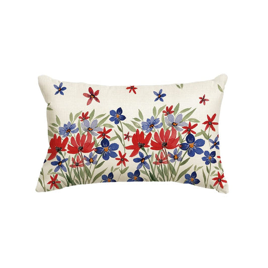 AVOIN colorlife 4th of July Flowers Throw Pillow Cover, 12x20 Inch Independence Memorial Day Patriotic Decoration for Sofa Couch