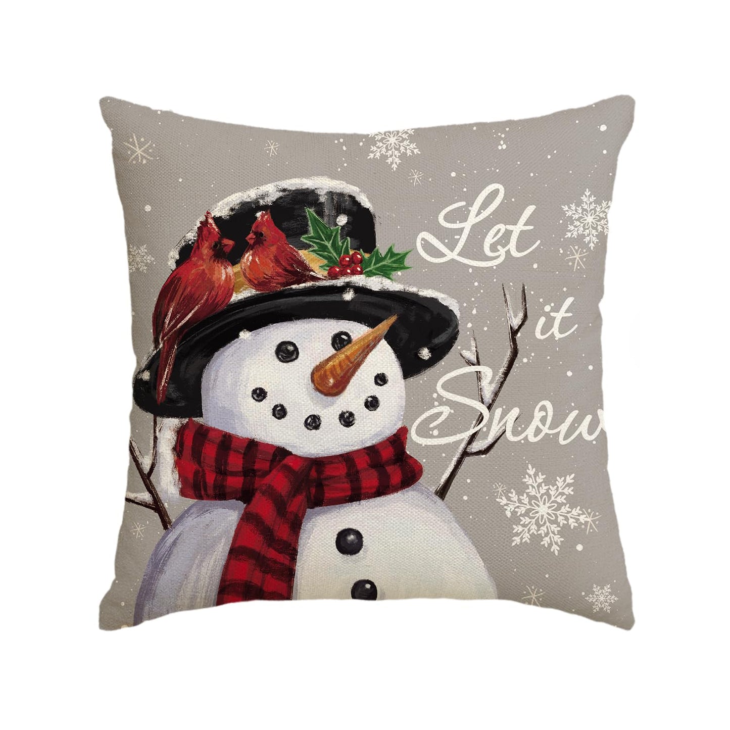 Let it Snow Snowman Christmas Throw Pillow Cover