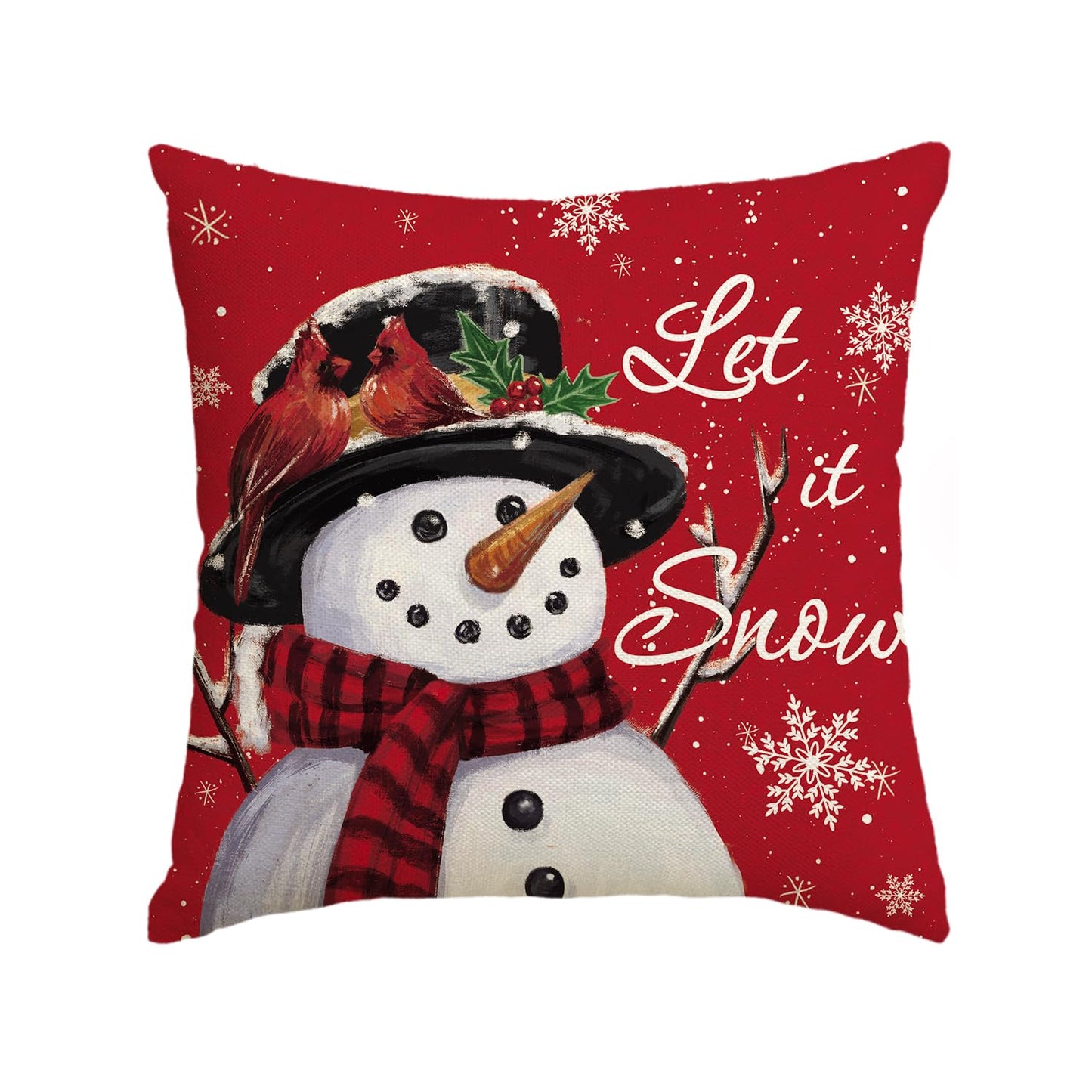 Let it Snow Snowman Christmas Throw Pillow Cover