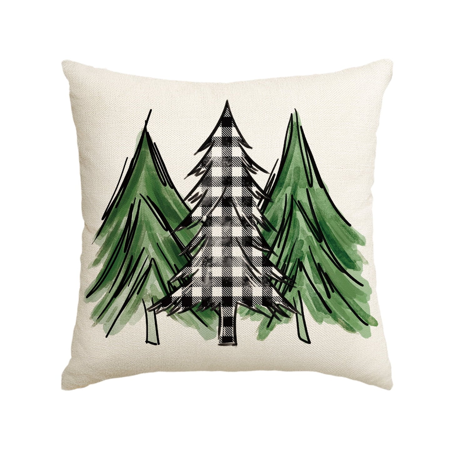 Watercolor Christmas Tree Throw Pillow Cover