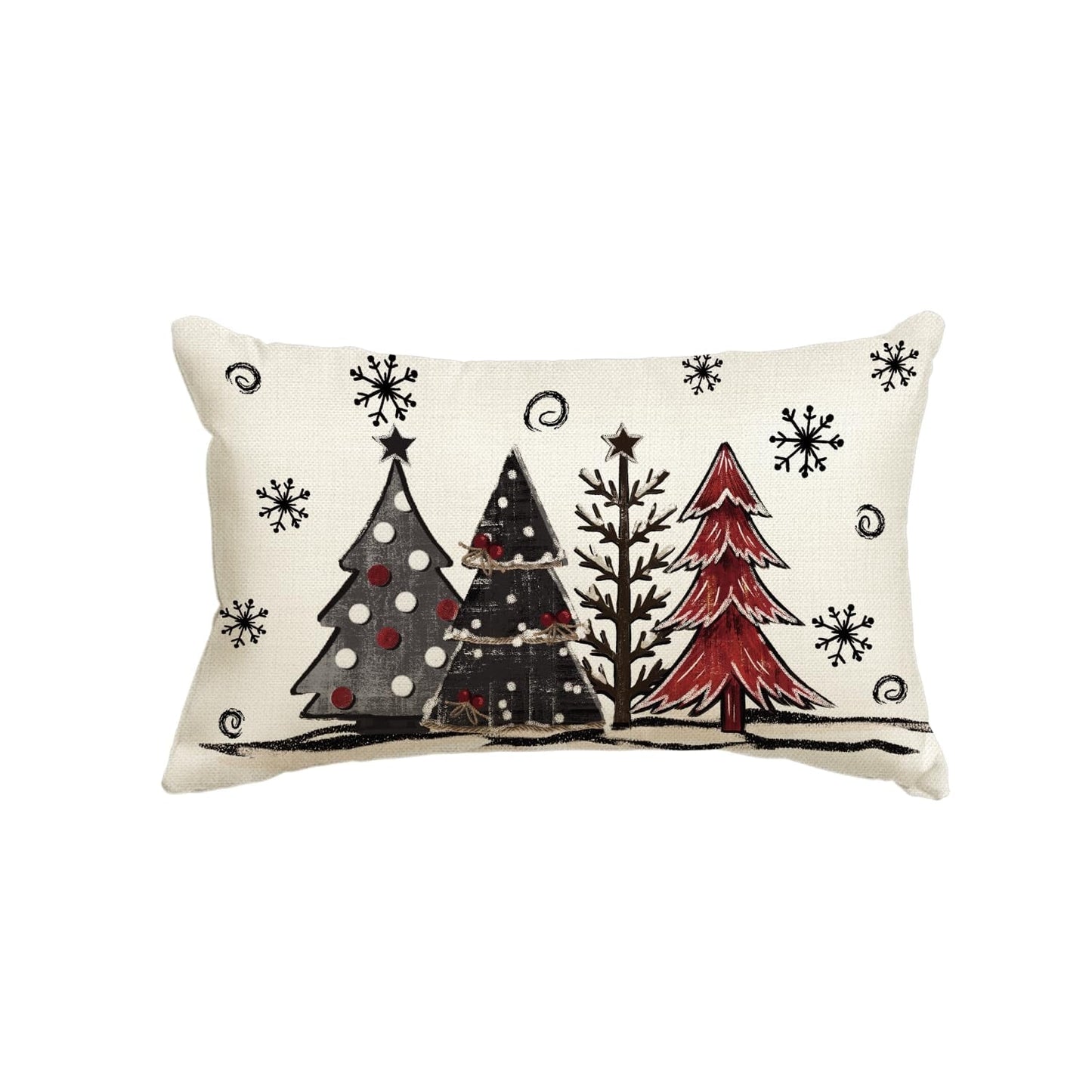 Watercolor Christmas Tree Throw Pillow Cover, 12 x 20 Inch Winter Holiday Party Cushion Case Decoration for Sofa Couch