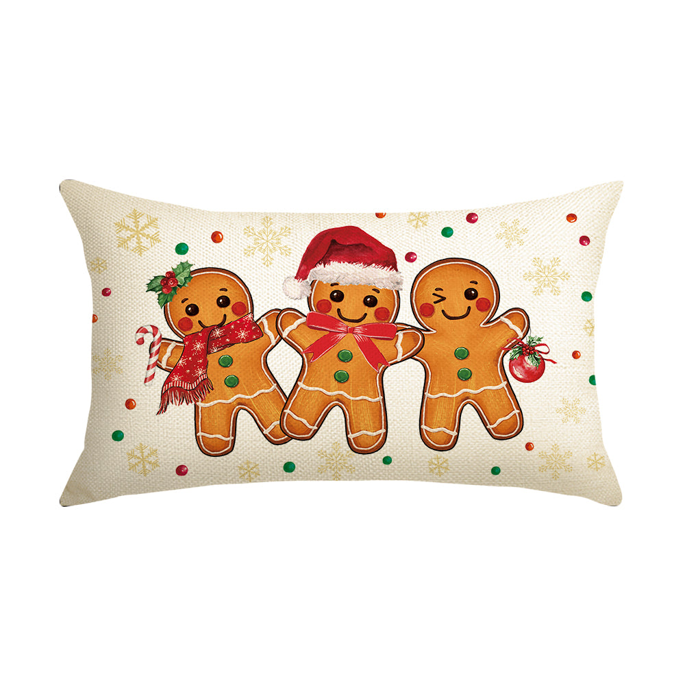 Gingerbread Candy Cane Christmas Pillow Cover 12x20 Inch