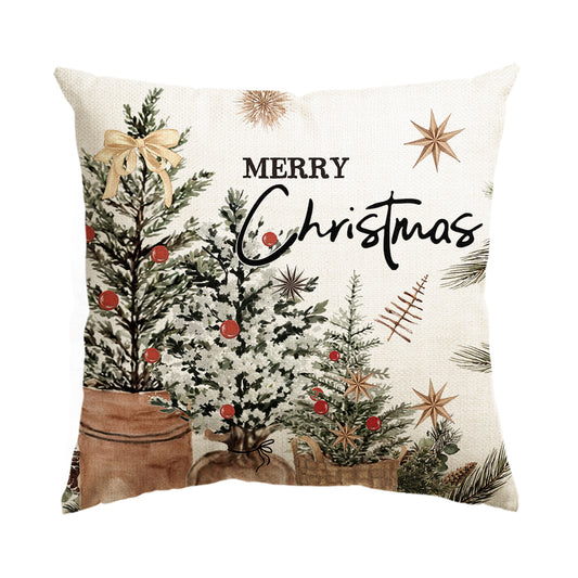 Winter Merry Christmas Trees Pillow Cover 18x18 Inch