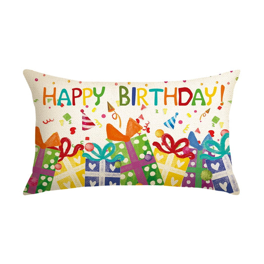 Sm:)e Happy Birthday Throw Pillow Cover Set of 1, 12 x 20 Inch Birthday Gift Cushion Case Outdoor Decoration for Sofa Couch Farmhouse