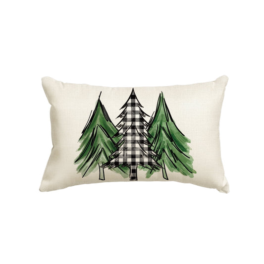 Watercolor Christmas Tree Throw Pillow Cover