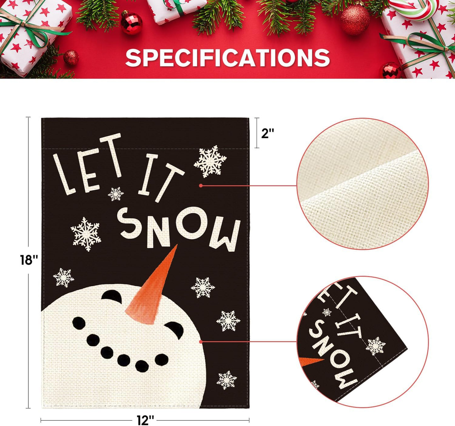 AVOIN colorlife Let It Snow Snowman Snowflake Garden Flag 12 x 18 Inch Double Sided Outside, Christmas Winter Holiday Yard Outdoor Decorative Flag