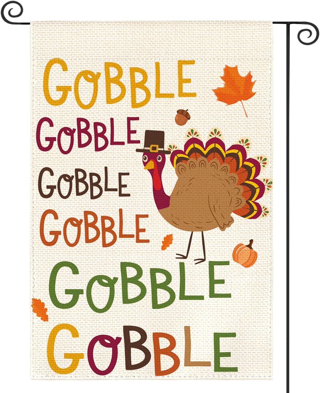 AVOIN colorlife Gobble Gobble Turkey Garden Flag 12 x 18 Inch Double Sided, Fall Thanksgiving Yard Outdoor Decorative Flag