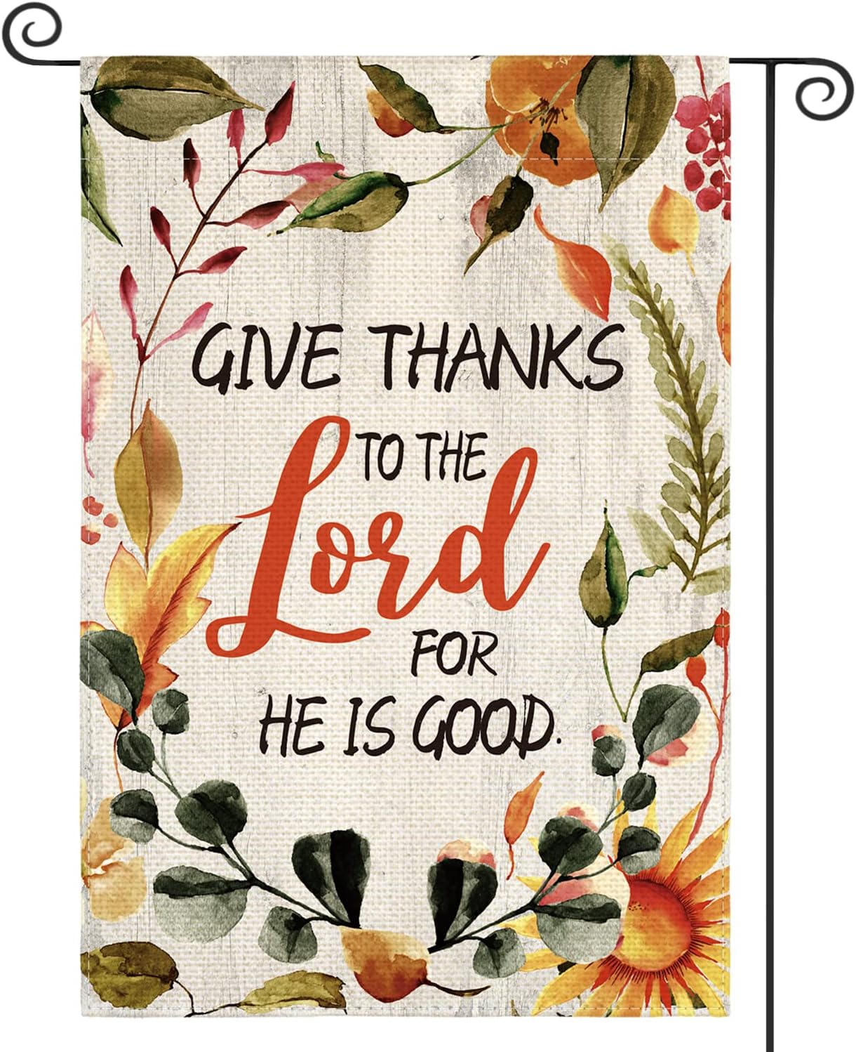 AVOIN colorlife Give Thanks to The Lord For He Is Good Garden Flag 12 x 18 Inch Double Sided, Fall Thanksgiving Harvest Holiday Yard Outdoor Decorative Flag