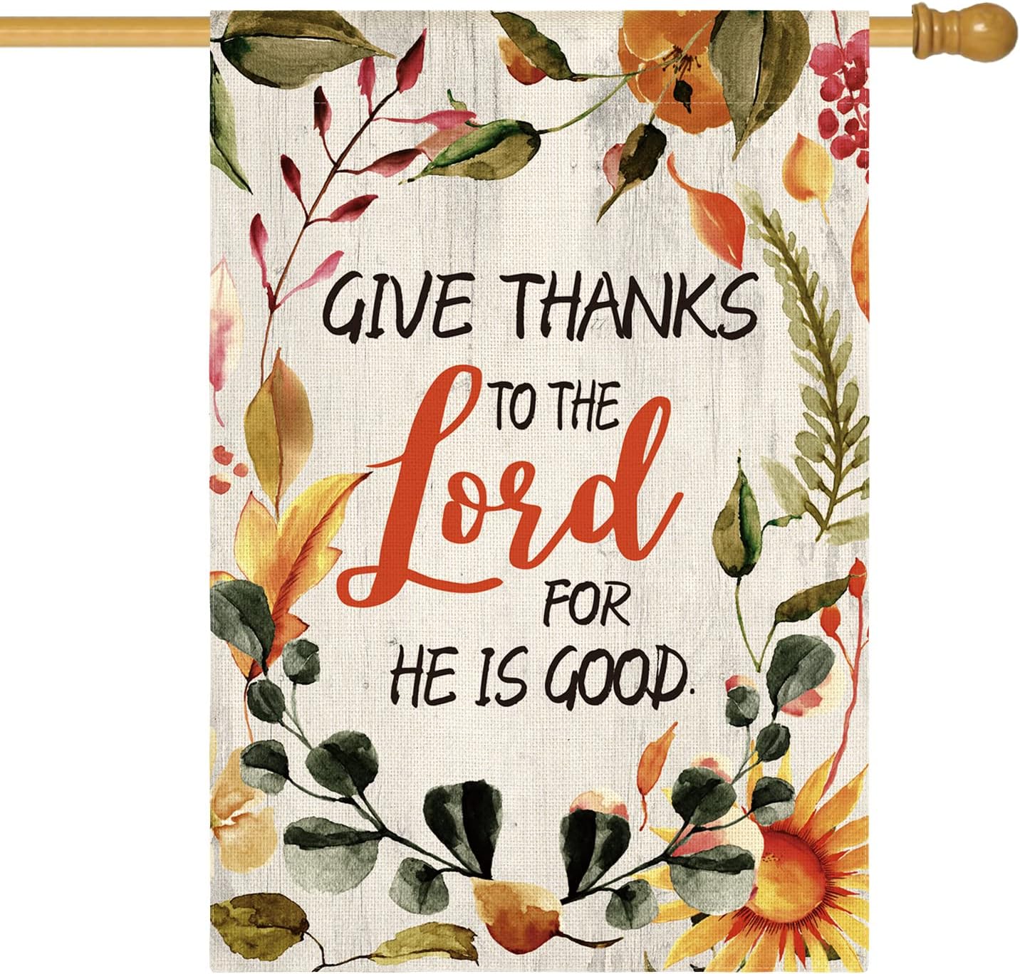 AVOIN colorlife Give Thanks to The Lord For He Is Good House Flag 28 x 40 Inch Double Sided, Fall Thanksgiving Harvest Holiday Yard Outdoor Decorative Flag