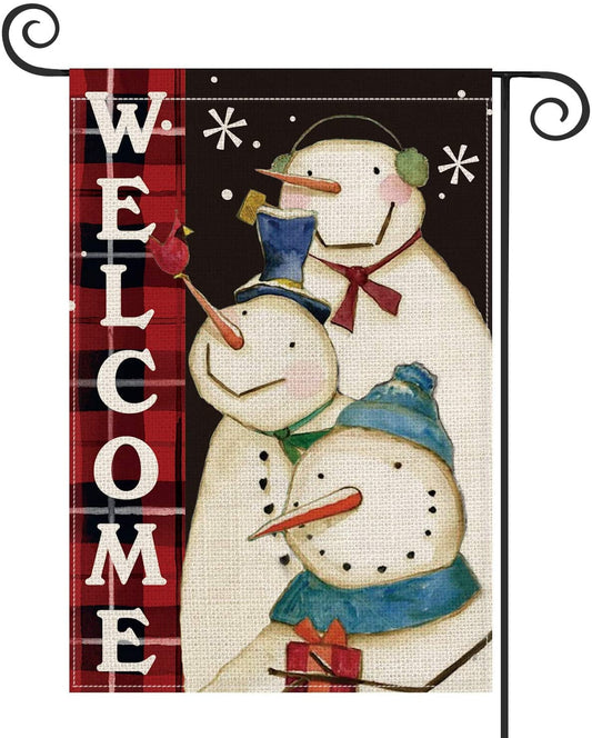 AVOIN colorlife Snowman Christmas Garden Flag 12x18 Inch Double Sided